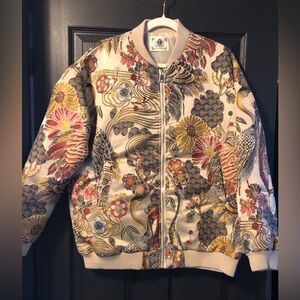 Unisex Embroidered Floral Crane Japanese inspired Sukajan Bomber Jacket